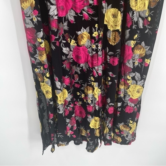 TORRID Mesh Duster Cardigan SZ 1/2 (1X/2X) Black Multicolor Floral Shimmer Slits - Picture 7 of 14